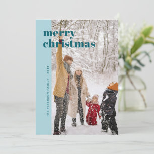 Modern fetblå & turkos God Jul-fotografi Julkort