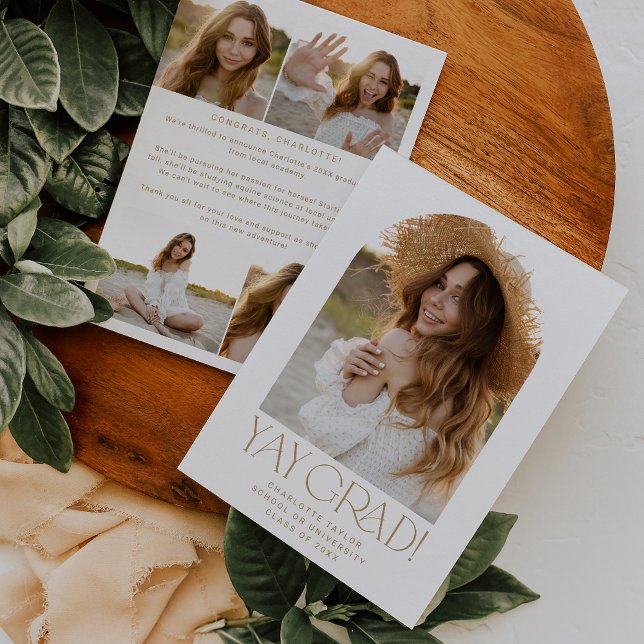 Modern Fete Guld Yay Grad Photo Arch Studenten Meddelande (Skapare uppladdad)