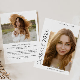 Modern Fete Minimal Class of 2024 Photo Studenten Meddelande