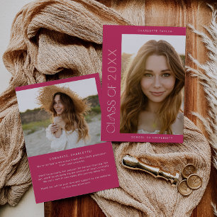 Modern Fete   Rosa Class Year Photo Studenten Meddelande