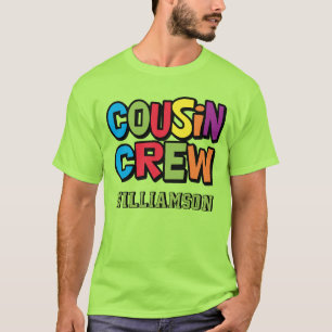 Modern fetfärgad kusincreme-familjefest t shirt