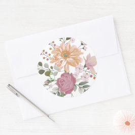 Modern fetgul & rosa blomster runt klistermärke