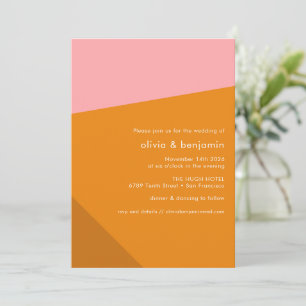 Modern fetstik geometrisk Rosa - bränd Orange Bröl Inbjudningar