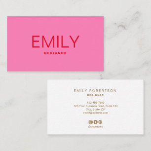 Modern fetstik Rosa Red Typography Visitkort