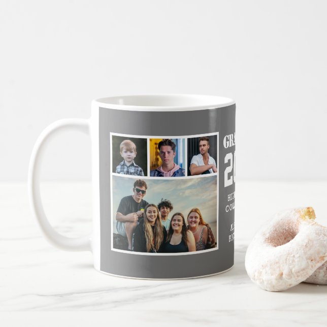 Modern fetstil 4 Fotokollage Studenten Kaffemugg (Med munk)