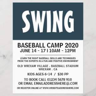 Modern Fetstil, Baseball Camp Reklam Flyer