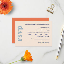 Modern fetstil Bröllop Dusty Blue Apricot OSA Kort