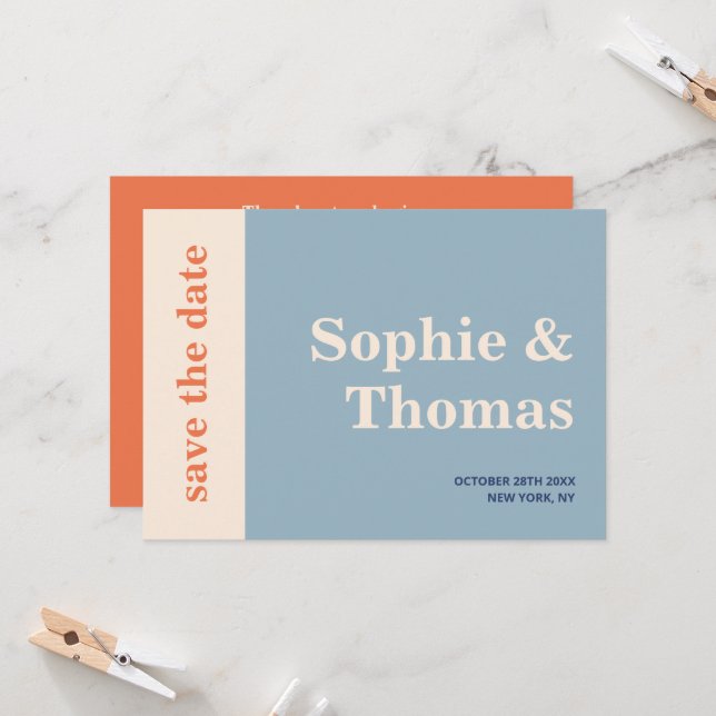 Modern fetstil Bröllop spara datum Inbjudningar (Fram/Back In Situ)