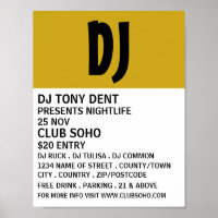 Modern fetstil, DJ, Klubb Event Advertising