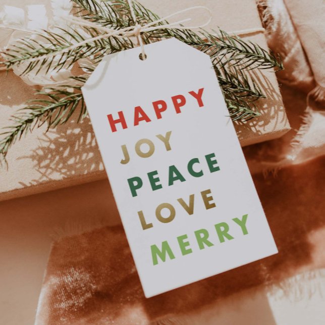 Modern fetstil, färgstil, Helgdag jul Presentetikett (Simply Type Modern Holiday Christmas Gift Tags.)