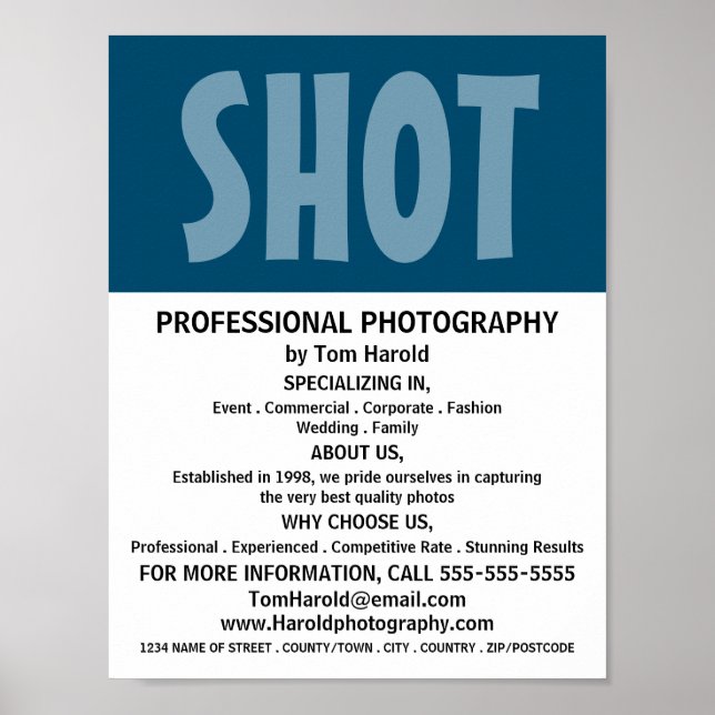 Modern fetstil, foto, fotouthyrning poster (Framsidan)