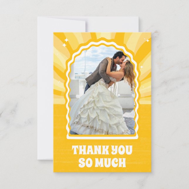 Modern fetstil i Gulten Vågigt Arch Photo Tack Kort (Framsida)