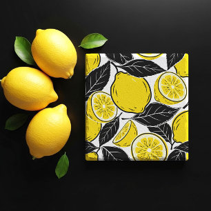 Modern fetstil Lemon & Svarta blad Sömlöst mönster Stenunderlägg