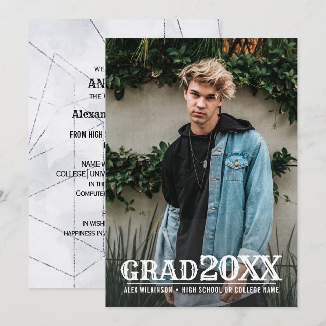 Modern fetstil - minimalt foto Studenten Meddelande (Fram/baksida)