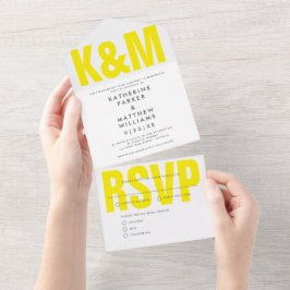 Modern fetstil + Monogram Bröllop Gult