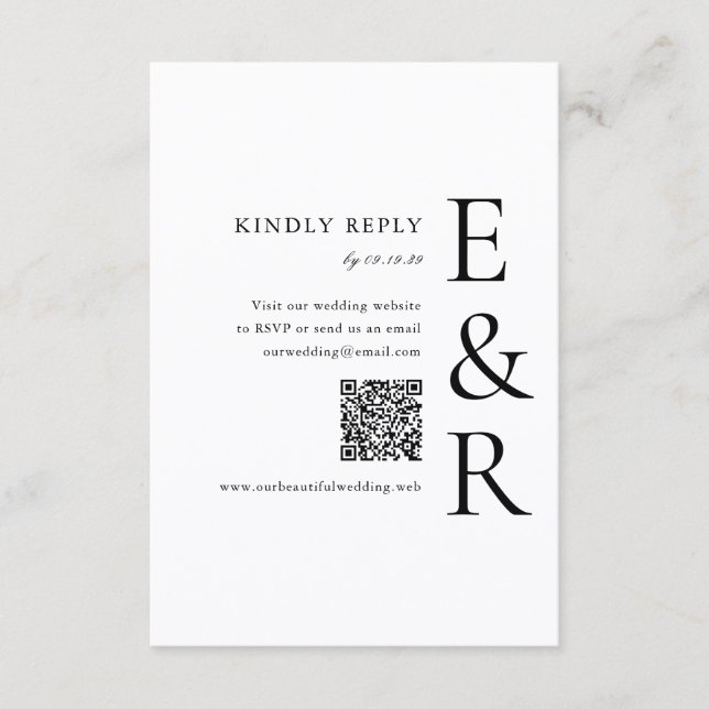 Modern fetstil Monogram Minimalistisk QR-kod Bröll OSA Kort (Framsida)