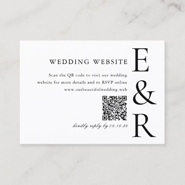 Modern fetstil Monogram Minimalistisk QR-kod Bröll Tilläggskort (Framsida)