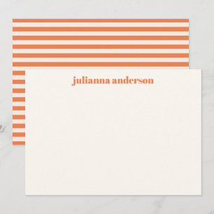 Modern fetstil orange ränder Personligt namn Anteckningskort