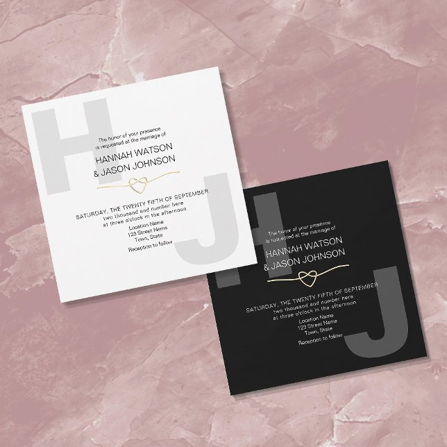 Modern fetstil, svart och vit Bröllop Inbjudningar (Skapare uppladdad)