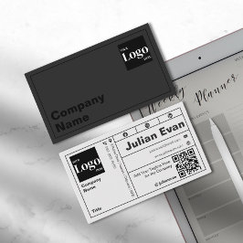 Modern fetstil, svart och vit QR-kod Visitkort