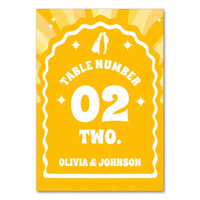 Modern fetstil Vågigt Arch Photo Bröllop Bordsnummer (Framsidan)