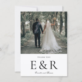 Modern fetstilad Monogram Foto Minimalistisk Bröll Tack Kort