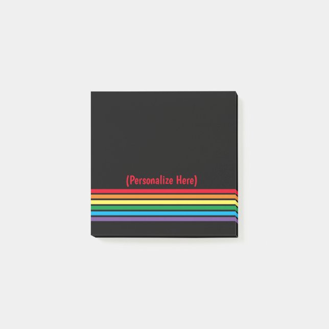 Modern fetstilt regnbåge på svart bakgrund post-it block (Framsida)
