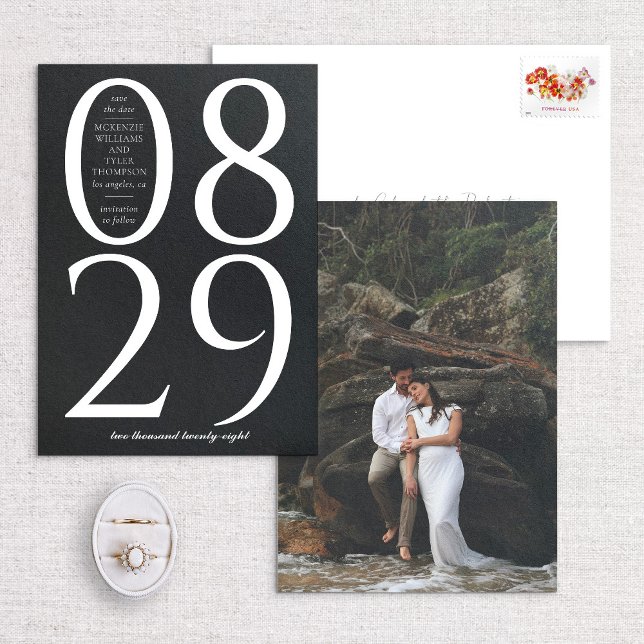 Modern fetstilt stort datum i svart bakgrund spara datumet (Skapare uppladdad)