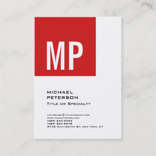 Modern fetstilt text, monogram röd vit Professione Visitkort