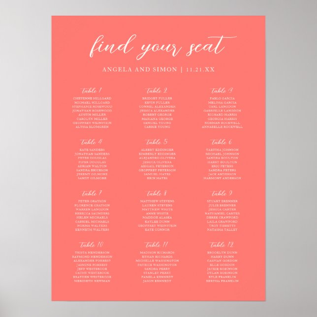 Modern fettskriven livfull korallfärgad bröllops s poster (Framsidan)