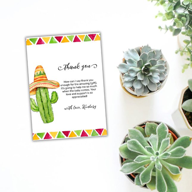 Modern Fiesta Cactus Taco "Bout A Baby Shower Tack Kort (Modern Fiesta Cactus Taco 'Bout A Baby Shower Thank You Card)