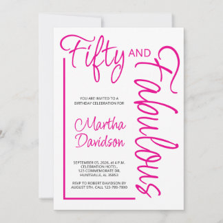 Modern Fifty and Fabulous 50th Birthday Party Inbjudningar