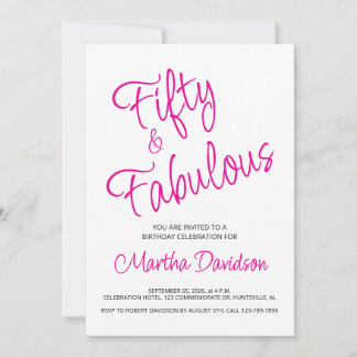 Modern Fifty and Fabulous 50th Birthday Party Inbjudningar