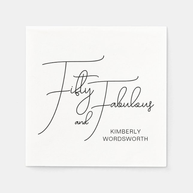 Modern Fifty and Fabulous 50th Birthday Party Pappersservett (Framsidan)