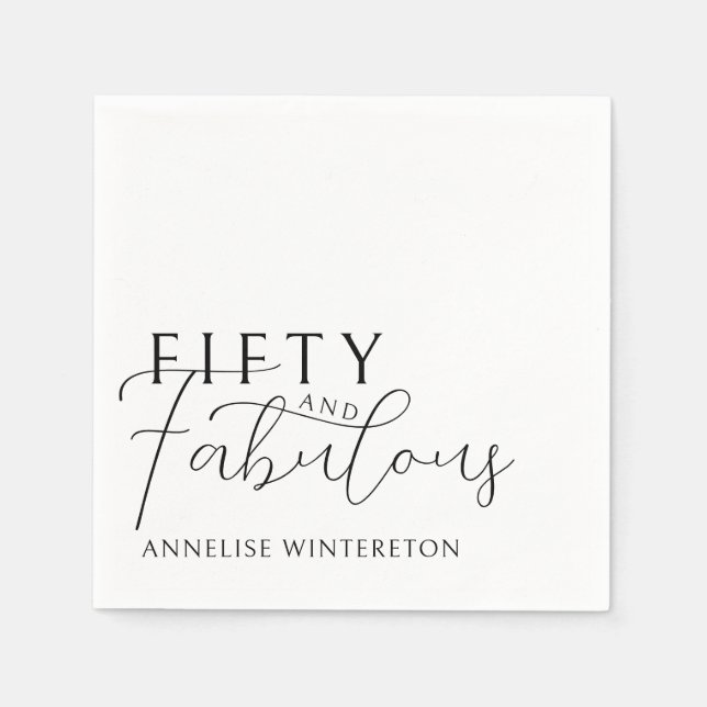 Modern Fifty and Fabulous 50th Birthday Party Pappersservett (Framsidan)