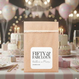 Modern Fifty and Fabulous Bold 50th Birthday Party Fyrkantigt Klistermärke