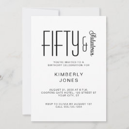 Modern Fifty And Fabulous Bold 50th Birthday Party Inbjudningar