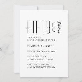 Modern Fifty And Fabulous Bold 50th Birthday Party Inbjudningar