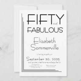 Modern Fifty and Fabulous Bold 50th Birthday Party Inbjudningar