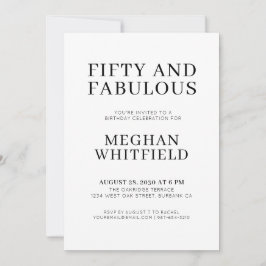 Modern Fifty and Fabulous Bold 50th Birthday Party Inbjudningar