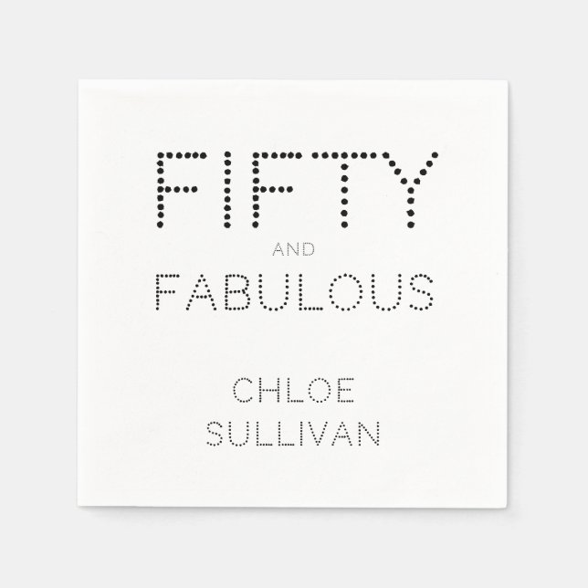 Modern Fifty and Fabulous Bold 50th Birthday Party Pappersservett (Framsidan)