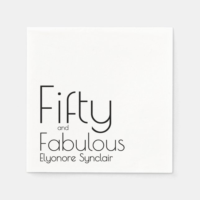 Modern Fifty and Fabulous Bold 50th Birthday Party Pappersservett (Framsidan)