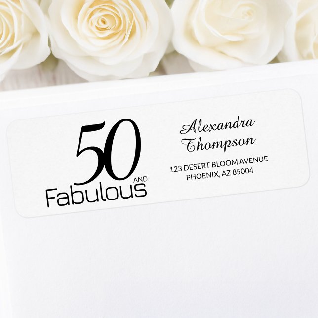 Modern Fifty and Fabulous Bold 50th Birthday Party Returadress Etikett (Skapare uppladdad)