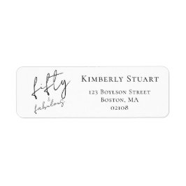 Modern Fifty and Fabulous Bold 50th Birthday Party Returadress Etikett