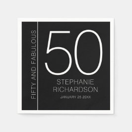 Modern Fifty and Fabulous Name Date 50th Birthday Pappersservett