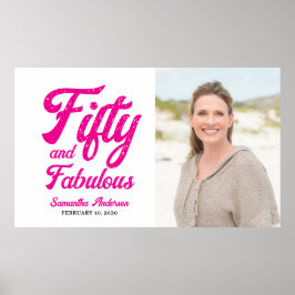 Modern Fifty and Fabulous Pink 50th Birthday Party Poster