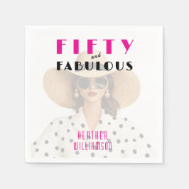Modern Fifty and Fabulous Pink Black Pappersservett