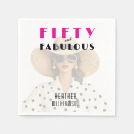 Modern Fifty and Fabulous Pink Black Pappersservett