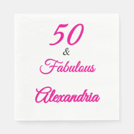 Modern Fifty &Fabulous Bold 50th Birthday Napkin Pappersservett