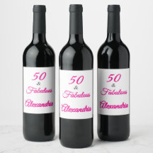 Modern Fifty & Fabulous Bold Pink Script Birthday